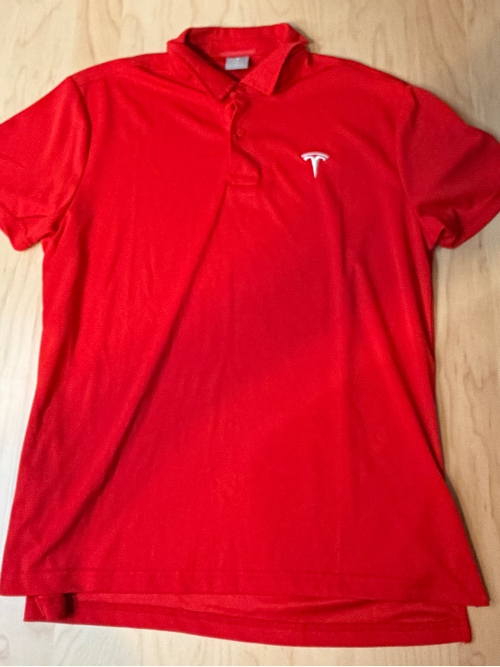Tesla Men’s Bright Red Polo with White Logo